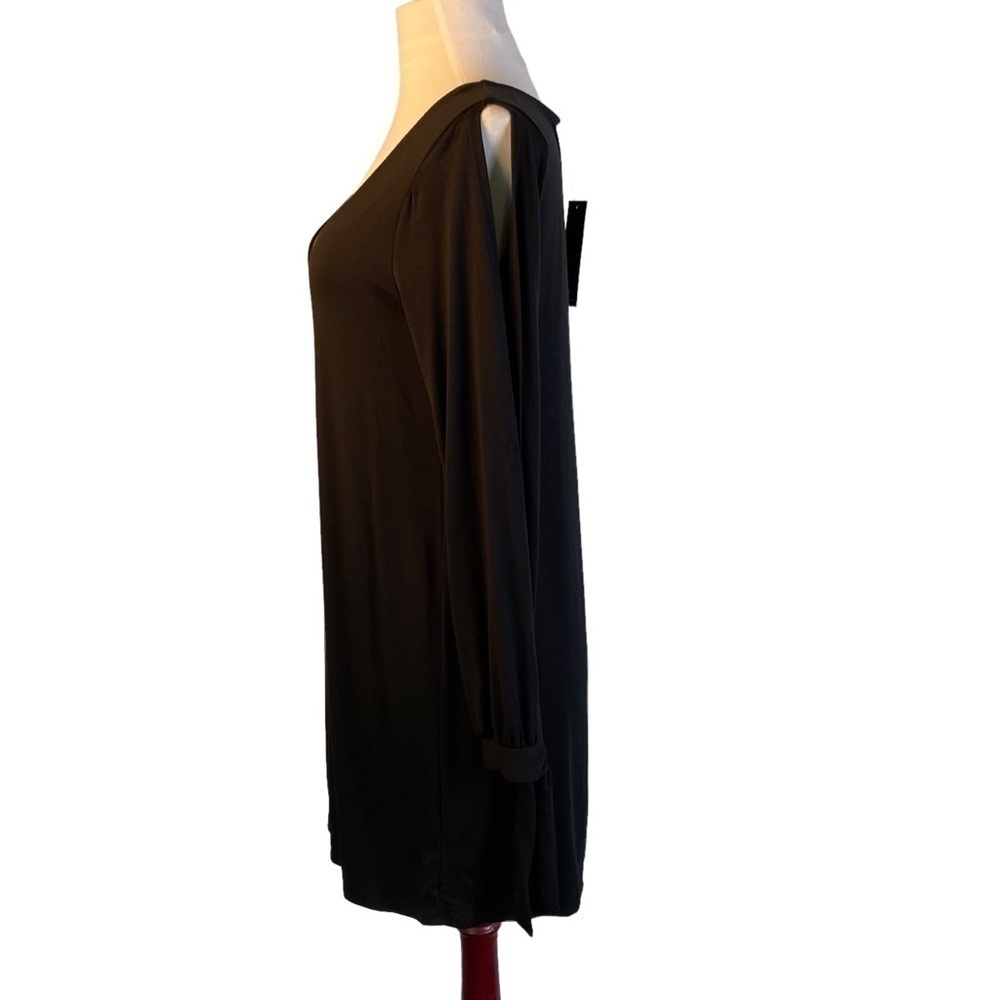 𝅺lulu’s Shifting Dears Black Mini Slit Open Sleeve Dress Size Small - Picture 7 of 8